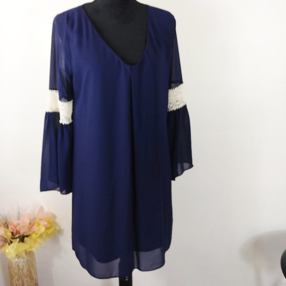 By & By navy blue V neck dress size XL